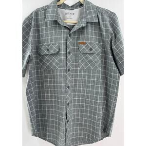 Orvis Mens Performance Shirt Gray Windowpane Active Tech Button down L